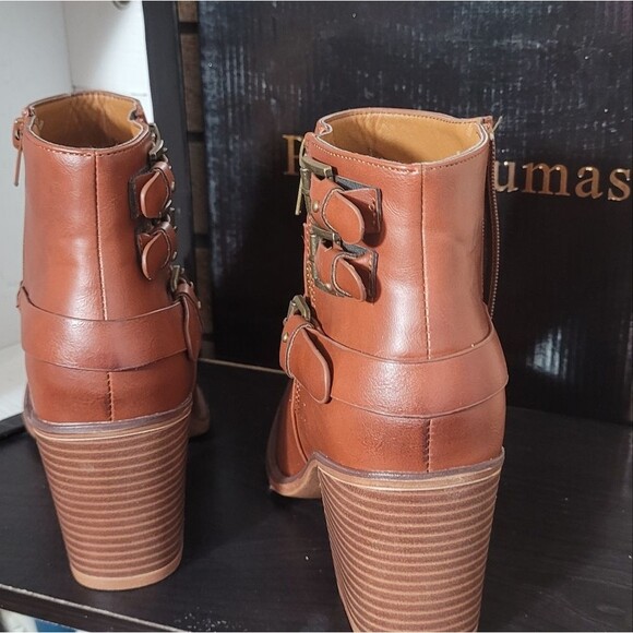 Pierre Dumas Women's Brown Ankle Boots, Size 9, New in Box, Dual Zippers - Picture 6 of 7